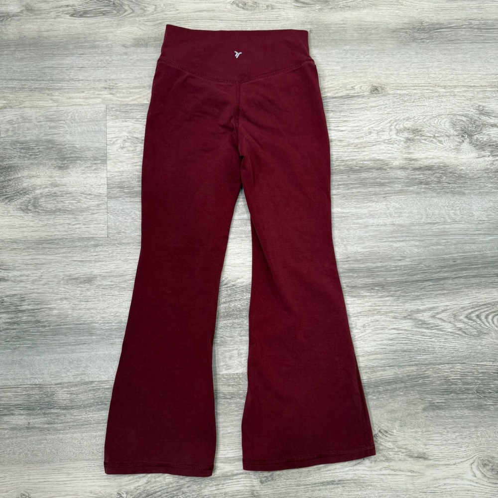 Old Navy Active Girls PowerChill High Rise Flare Leggings Burgundy Maroon S 6-7 - Picture 2 of 4